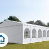 Professzionális rendezvénysátor 8x12 m ponyva PVC 550g/m2 erősített szerkezettel fehér 